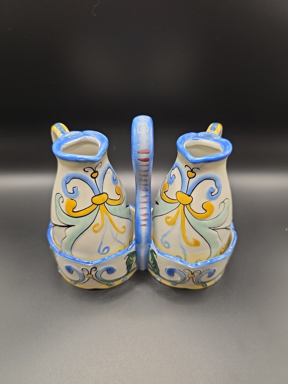 Fitz And Floyd Ricamo Ceramic Oil And Vinegar Cruet Set